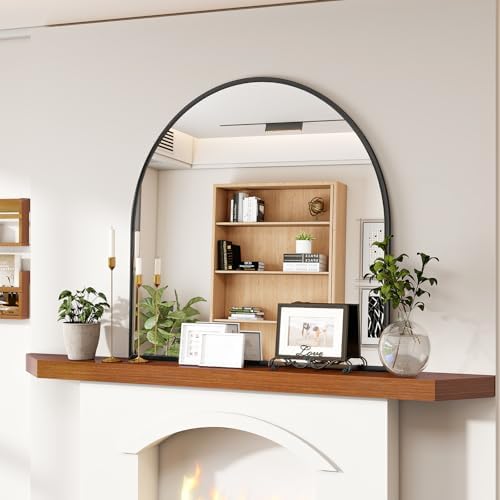 VooBang Wide Arched Wall Mirror, 31 x 32 inch Arch Bathroom Mirror Black by VooBang