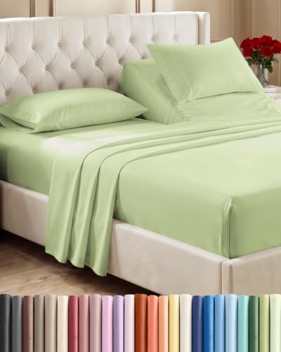 Flex Top Split Head King 4 Piece Sheet Set - Ultra-Soft - Light Sage Green by CGKUnlimited