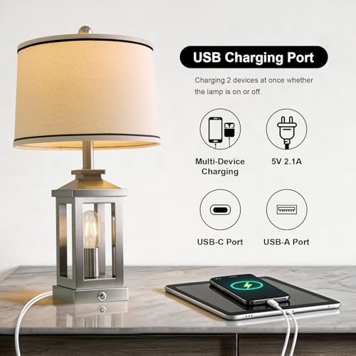Modern Table Lamps Set of 2 for Living Room 23.75" Bedroom Nightstand Lamps - Image 3
