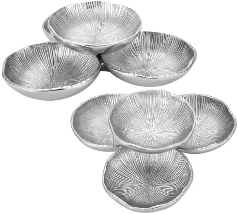 2 Pack Cluster of 4 Serving Trays Silver Small Resin Cluster Bowl by Yiyiring