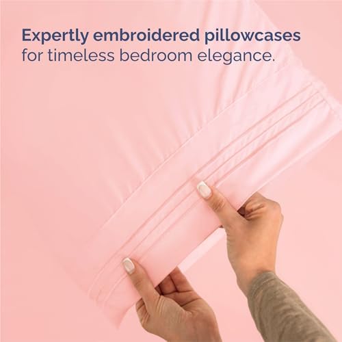 King Size 4 Piece Sheet Set - Comfy Breathable & Cooling Sheets - Baby Pink - Image 6