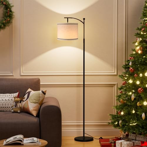 Ambimall 60" Floor Lamp for Living Room with 3 Color Temperatures, Beige Lampshade with Black Stripes, Tall Lamp for Bedroom Office, 9W Bulb Included - Image 6