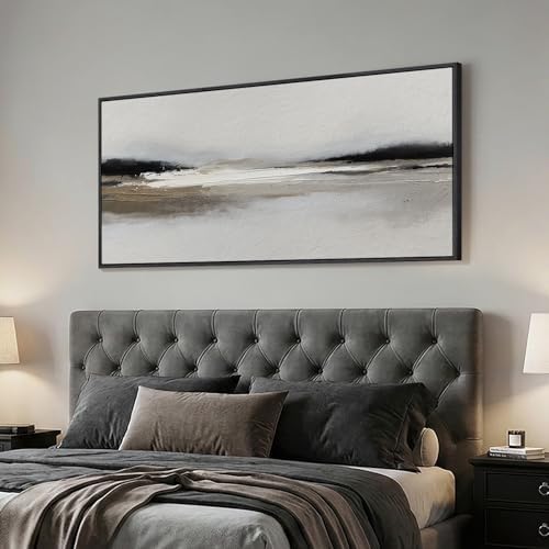 Large Framed Black and White Abstract Wall Art for Living Room, 30x60 In - Image 2