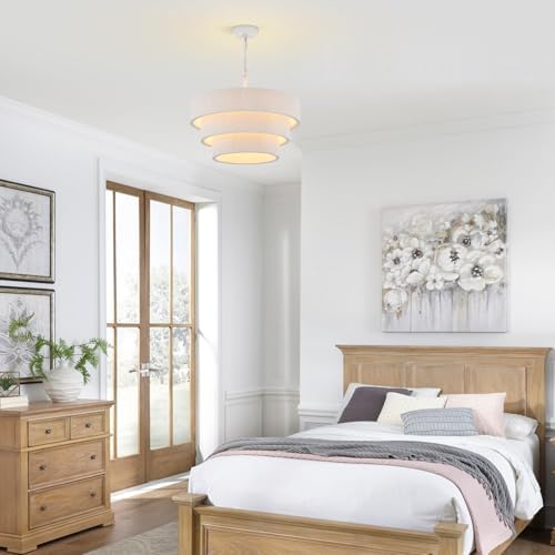 20” Boho Hand Woven Rattan Chandelier 3 Round Adjustable Coastal Pendant Light for Kitchen Island Dining Living Room, White, UL Listed - Image 3