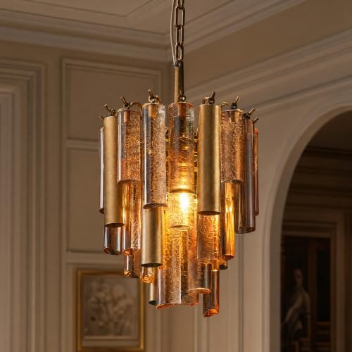 Glass Pendant Light, 10" Gold Modern 1-Light Pendant Lights Kitchen Island by OSRoyce