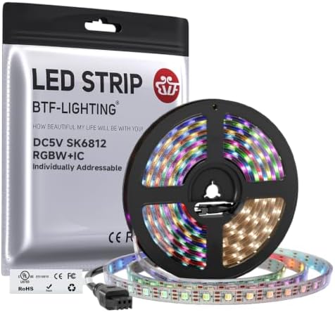 BTF-LIGHTING RGB+Natural White SK6812 LED Strip 16.4FT 300LED DC5V IP67 by BTF-LIGHTING