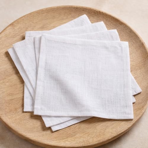 Solino Home 100% Linen Cocktail Napkins White, Fete 6 x 6 in, Set of 12 - Image 2