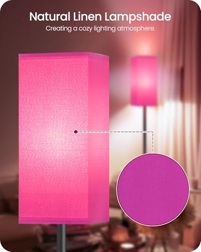 Floor Lamp, Pole Lamp with Foot Switch, Modern Standing Lampshade, Minimalist Freestanding Lamp (Bulb Not Included), for Living Room, Bedroom ETL Listed, Pink Purple and Black Z07LD05 - Image 3
