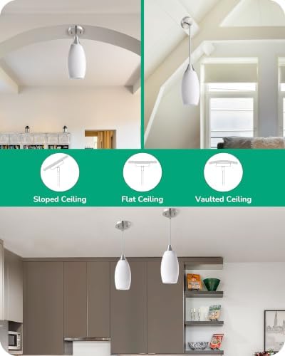 EDISHINE Pendant Light Kitchen Island White Marble Glass Brushed Nickel - Image 5
