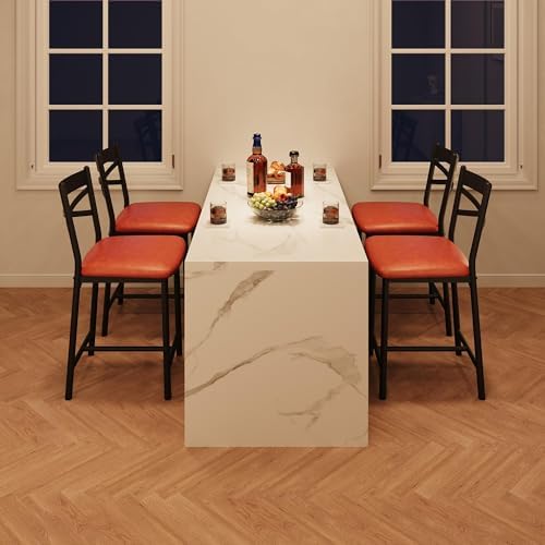 Garvee 26'' Bar Stools Set of 4, Counter Stools with Back & Thick Cushion - Image 6