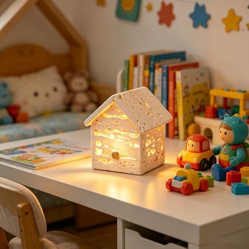 Marble Lamp Touch Light, Natural Travertine Stone Lamp, Rechargeable 3-Color Dimmable Bedside Night Light, Cordless Marble Table Lamp for Bedroom Living Room Bedside Decor (3.2x2.8x3.7in) by PanManner