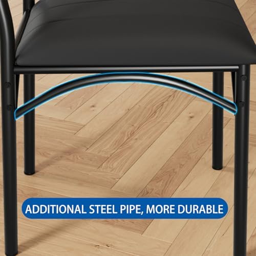 IDEALHOUSE Dining Table Set for 4, Kitchen Table with Chairs for 4, Rectangular Wood Dining Room Table Set with Upholstered Bench for Small Space, Dinner, Apartment, Retro Black - Image 6