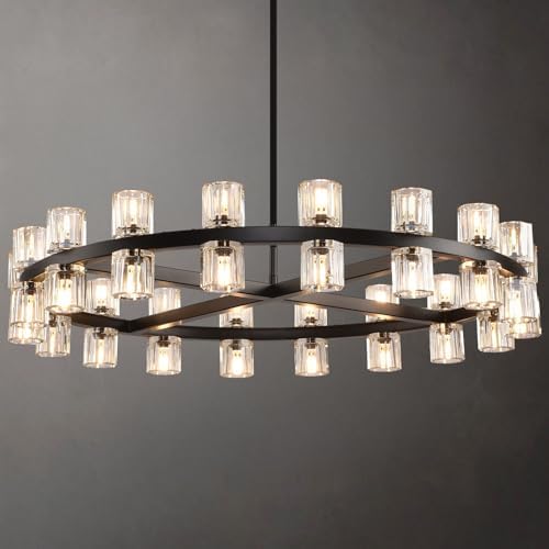 36" K9 Crystal Chandeliers, Round Black Chandeliers for Dining Room, Living Room, Dining Room Chandelier Over Table, Chandelier for Bedroom Foyer Bathroom Includes Bulbs by Knurldon