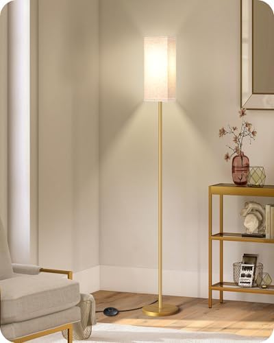 2Pack Floor Lamp, Pole with Foot Switch, Modern Standing Lamp Lampshade, Minimalist Freestanding Lamp (Bulb Not Included), for Living Room,Bedroom,Office,ETL Listed,Gold and Beige DE07LDP205 - Image 5