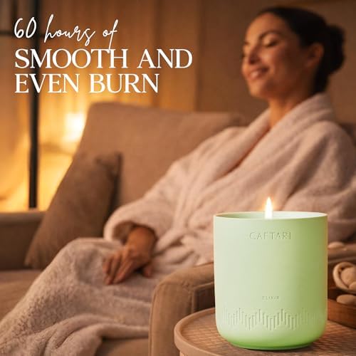 CAFTARI Luxury Aromatherapy Candle | Bergamot & Tea Accord Scented | 60 Hour Burn | Clean Coconut Soy Wax | Vegan, Gift-Ready Candle for Sleep & Home Spa Feel | Elixir - Image 5