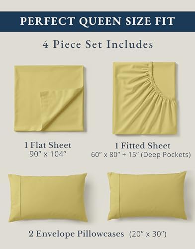 LANE LINEN Queen Size Bed Sheets 100% Organic Cotton Soft 4pc - Cocoon - Image 4