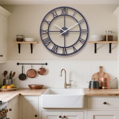 30 Inch Slate Gray Giant Round Roman Numerals Large Wall Clocks - Image 5