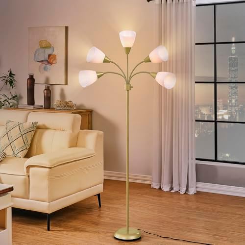 Medusa Modern Decor Floor Lamp, Multi Head Adjustable Gooseneck Bright Light Lamps for Reading, White Shades Tall Standing Tree Floor Lamps for Living Room Bedroom Office Kids Classroom, Gold - Image 6