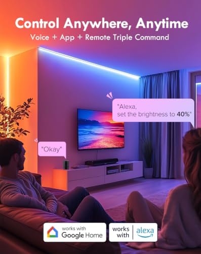 Shine Decor COB RGB+IC LED Neon Rope Light, 24V Color Changing Rope Light Compatible with Alexa, Google Assistant, Waterproof Neon Light Strip with Remote for Bedroom Gaming Room Party, 13x6mm, 32.8FT - Image 3