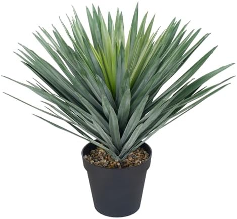 27 Inches Artificial Agave Plant for Indoor & Outdoor - Large Fake Agave Plant in Black Pot with Real Stone Pebbles, Modern Home Office Decor, 126 Leaves by Unknown
