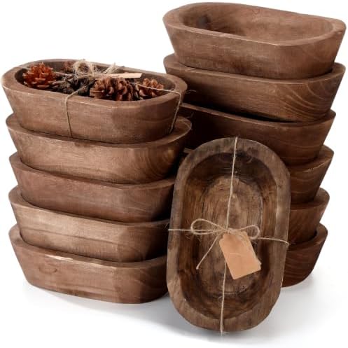 Tioncy 12 Set Wooden Dough Bowls for Decor Bulk, Small,Oval by Tioncy