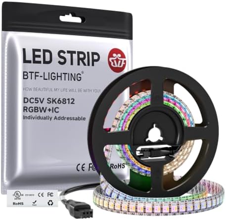 BTF-LIGHTING RGBW Natural White SK6812 LED Strip 3.28ft 144LED IP65 DC5V by BTF-LIGHTING