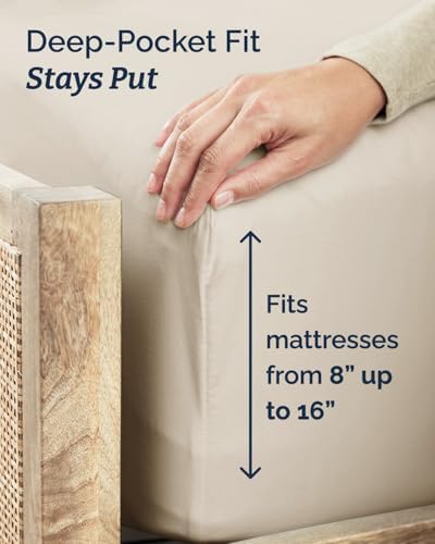 Twin XL 3 Piece Sheet Set - College Dorm Room Essentials - Wheat - Image 4