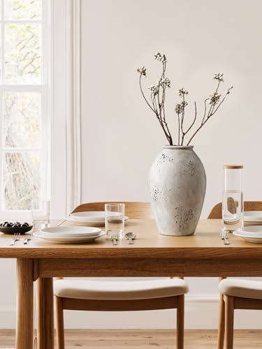 LE TAUCI Ceramic Vase, 11.5 Inch Large Wabi-Sabi Vase, Tall Vase for Home Decor, Living Room Table & Mantel Centerpiece, Watertight & Sturdy, Weathered Stone Greige - Image 4