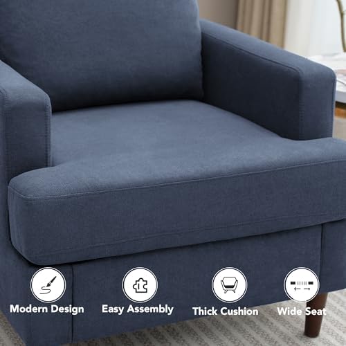 Weture Mid-Century Accent Chair, Blue Grey Armchair Living Room Chairs - Image 3