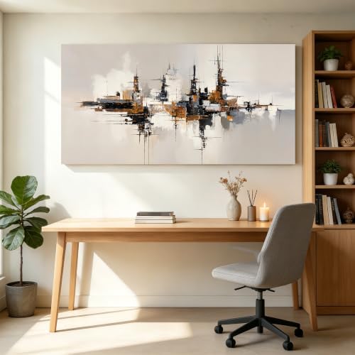 Grey Color Block Abstract Canvas Wall Art For Living Room Artwork 24×48 - Image 4