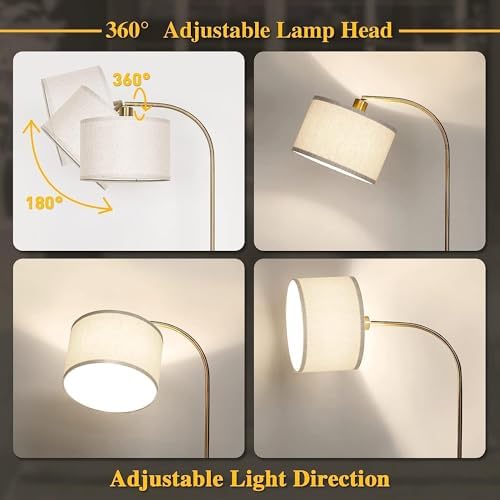 LED Floor Lamp Fully Dimmable Modern Standing Lamp Arc Floor Lamp with Adjustable Drum Shade, Tall Pole Reading Lamp Light for Living Room Bedroom Study Room, Bulb Included - Image 6
