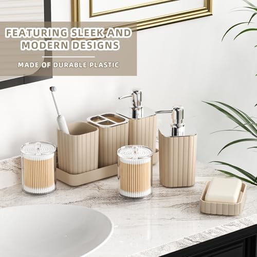 XLHOMO Bathroom Accessories Set - Gorgeous 10PC Beige Bathroom Set - Image 4