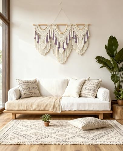 Tempospark Macrame Wall Hanging, 43"x32" Boho Wall Tapestry, Large Wall Art for Bedroom, Living Room, Dining Room, Nursery, Gallery, Office (Leaf&Bead) - Image 2