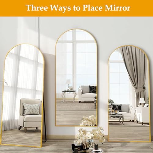 Dewfig Arched Full Length Mirror, 71"x30" Large Floor Mirror, Gold - Image 5