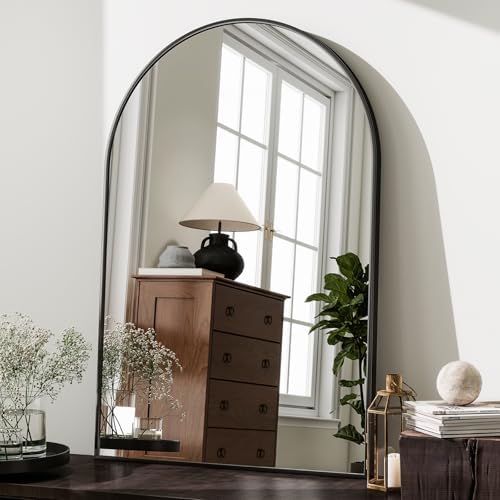 HARRITPURE Arched Wall Mirror 24"x36" Black Metal Frame Vanity Mirrors - Image 2
