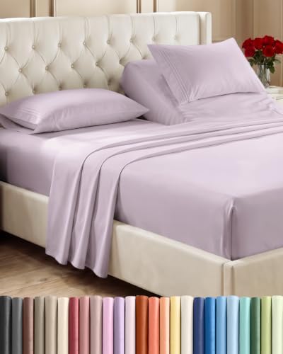 Flex Top Split Head King 4 Piece Sheet Set - Ultra-Soft - Light Lavender by CGKUnlimited