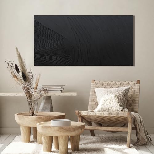 Black Wall Art Decor Canvas Art Wall Decor Black Silence Wall Art Painting Decorations Artwork Wall Art Prints Modern Textured Wall Art for Living Room 20"X40" for Room Bedroom Office Decor - Image 2