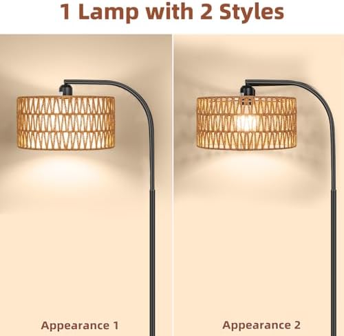 Rattan Floor Lamps for Living Room with Dimmable 9W LED Bulb Farmhouse - Image 2