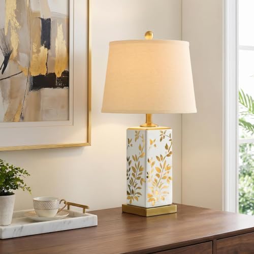 24" Chinoiserie Lamps Set of 2, Ceramic Table Lamps for Bedside - Image 4