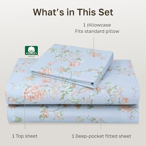 California Design Den Soft 100% Cotton Sateen Twin Bed Sheet Set, 3 Pcs Set - Image 4