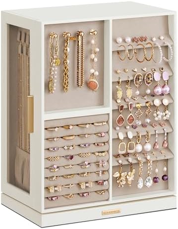 SONGMICS Jewelry Box Organizer, 360° Rotating, 7 Drawers, Cloud White by SONGMICSbySONGMICSHOME