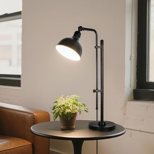 PARTPHONER Industrial Adjustable Desk Lamp for Home Office, Farmhouse Table lamp 29''-38'', Rustic Metal Task Desk Lamp in Aged Bronze Finish, Vintage Reading Lamp for Study Room，Black - Image 3