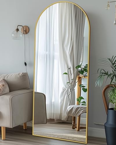 Antok Full Length Mirror, 59"x18.1" Floor Mirror with Stand, Gold, Arched by AntokMirror