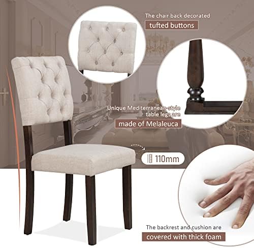 Harper & Bright Designs 6-Piece Dining Table and Chair Set with Special-Shaped Legs and Foam-Covered Seat Backs&Cushions for Dining Room (Espresso) - Image 6
