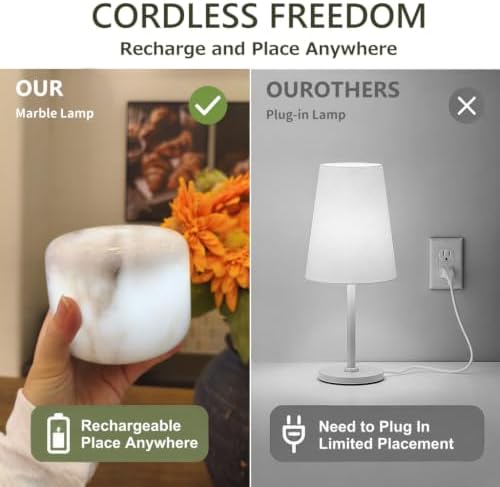 Marmor Marble Lamp Table Lamp Unique Stone Touch Lamp Pat Lamp Type-C 3 Way Bedside Lamp Ambient Light Bedroom Stands Night Light Decorative LED Warm Portable Lamp Rechargeable - Image 4