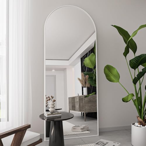 Full Length Mirror, 71''x30'' Floor Mirror with Stand, Arched Wall Mounted Mirror, Large Full Body Mirror with Aluminum Frame Hanging or Leaning for Bedroom, Living Room, Cloakroom (White) - Image 6