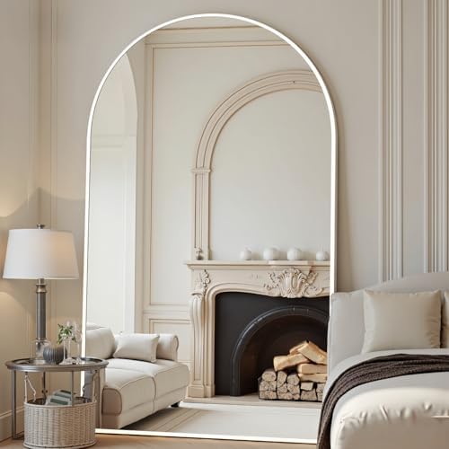 Dewfig Arched Full Length Mirror, 81"x41" Large Floor Mirror, White by YourSpacePerfectlyReflected