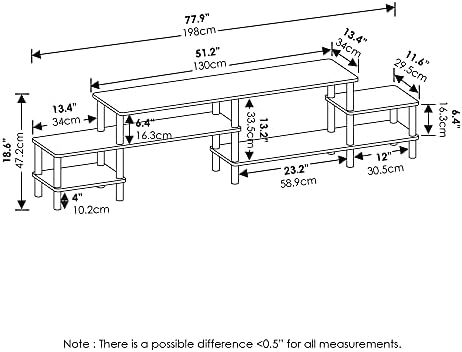 Furinno BESI TV Stand, No Tools Assembly Industrial Style Entertainment Center, TV Console for TV up to 46 Inch, for Living Room, Bedroom, Dark Oak - Image 2