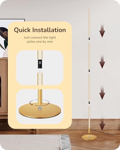 EDISHINE 59.84" Floor Lamps for Living Room, 3000K & Stepless Dimmable,Gold - Image 6