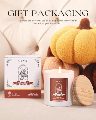 AOOVOO Nutmeg Beans Scented Candles for Women - Aromatherapy Candle with Crystals Inside, 10oz Soy Candles for Home Scented, Birthday Gifts Valentines Day Candle for Women Mom - Image 7